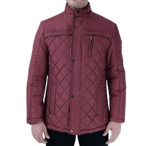 Dewberry Touch Of Modern Harris Diamond Quilted Jacket Burgundy Mens XL casual